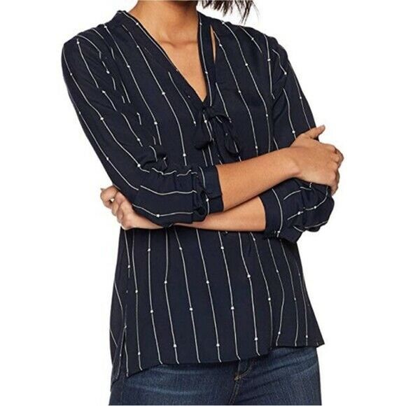 Rails Black Stars Stripes Neck Tie Blouse - Picture 1 of 8